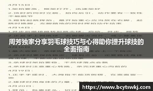周芳独家分享羽毛球技巧与心得助你提升球技的全面指南